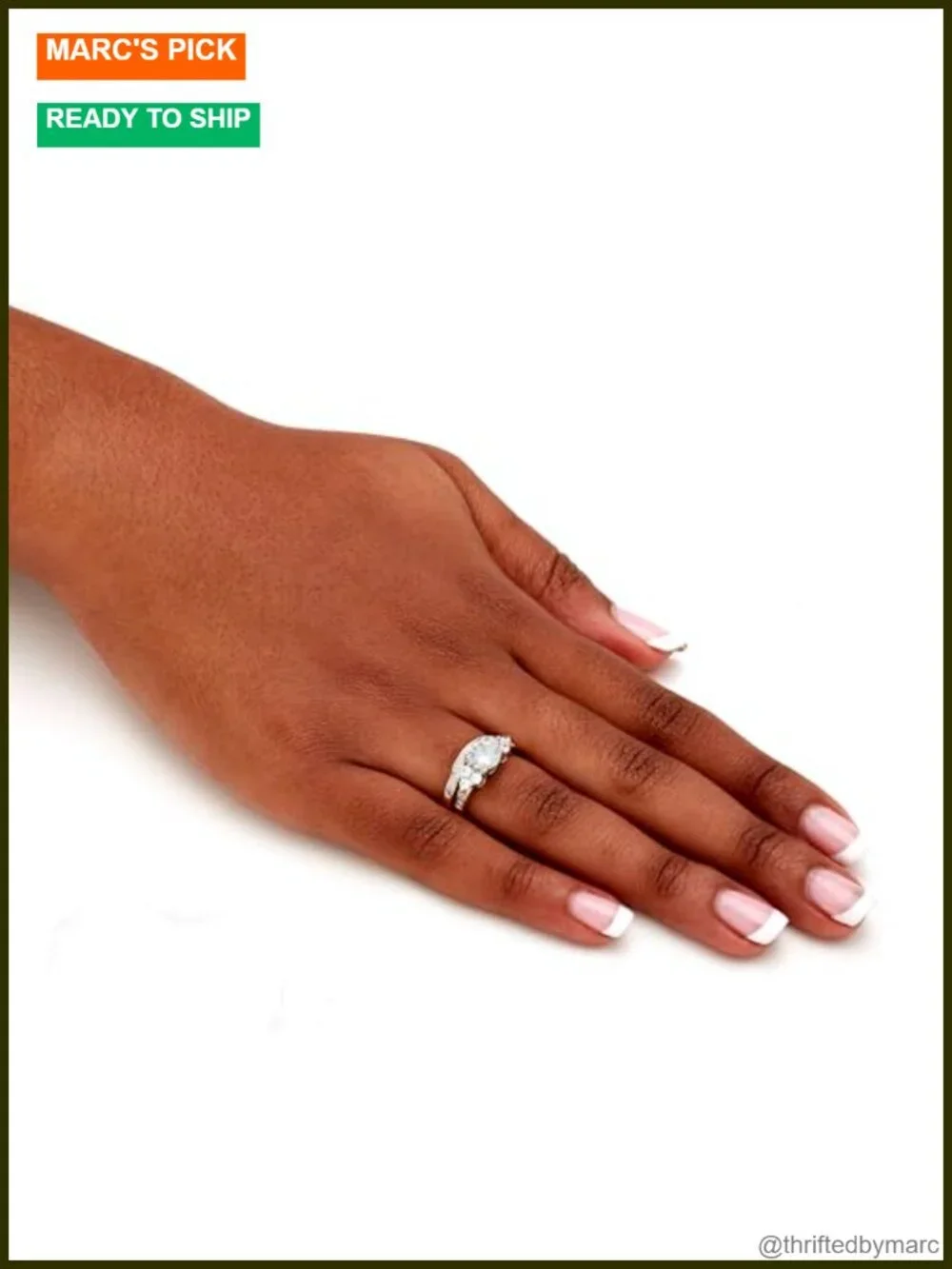 18K Yellow Gold Plated Round Cubic Zirconia Bridal Ring Set Size 9